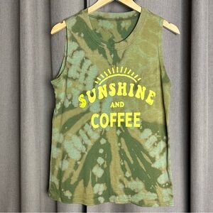 SUNSHINE AND COFFEE Custom Bleach Tie Dyed Tank Top